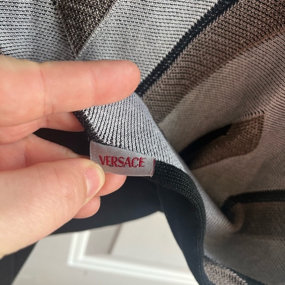 Versace Classic‎ Men’s Tight Knit Classic Retro Pattern 1/4 Zip Polo Medium - Picture 4 of 7